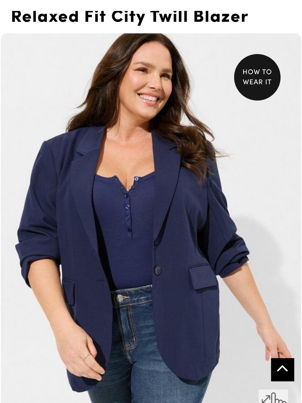torrid Navy Relaxed Fit City Twill Blazer
